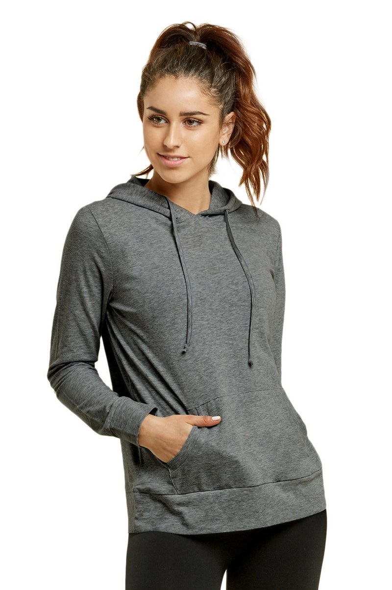 Sofra Women's Thin Cotton Pullover Hoodie Sweater (L, Charcoal) - Image 1